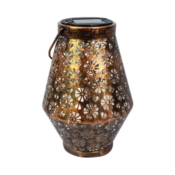 

Iron LED Solar Projection Lamp Retro Hollow Lantern Hanging Landscape Decor Lamp LED Spot Light Garden Path Landscape Lights
