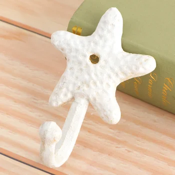 

3pcs Wrought Iron Decorative Single Hook Vintage Wall-mounted Coat and Hat Hooks (Crab+Scallop+Sea Star)