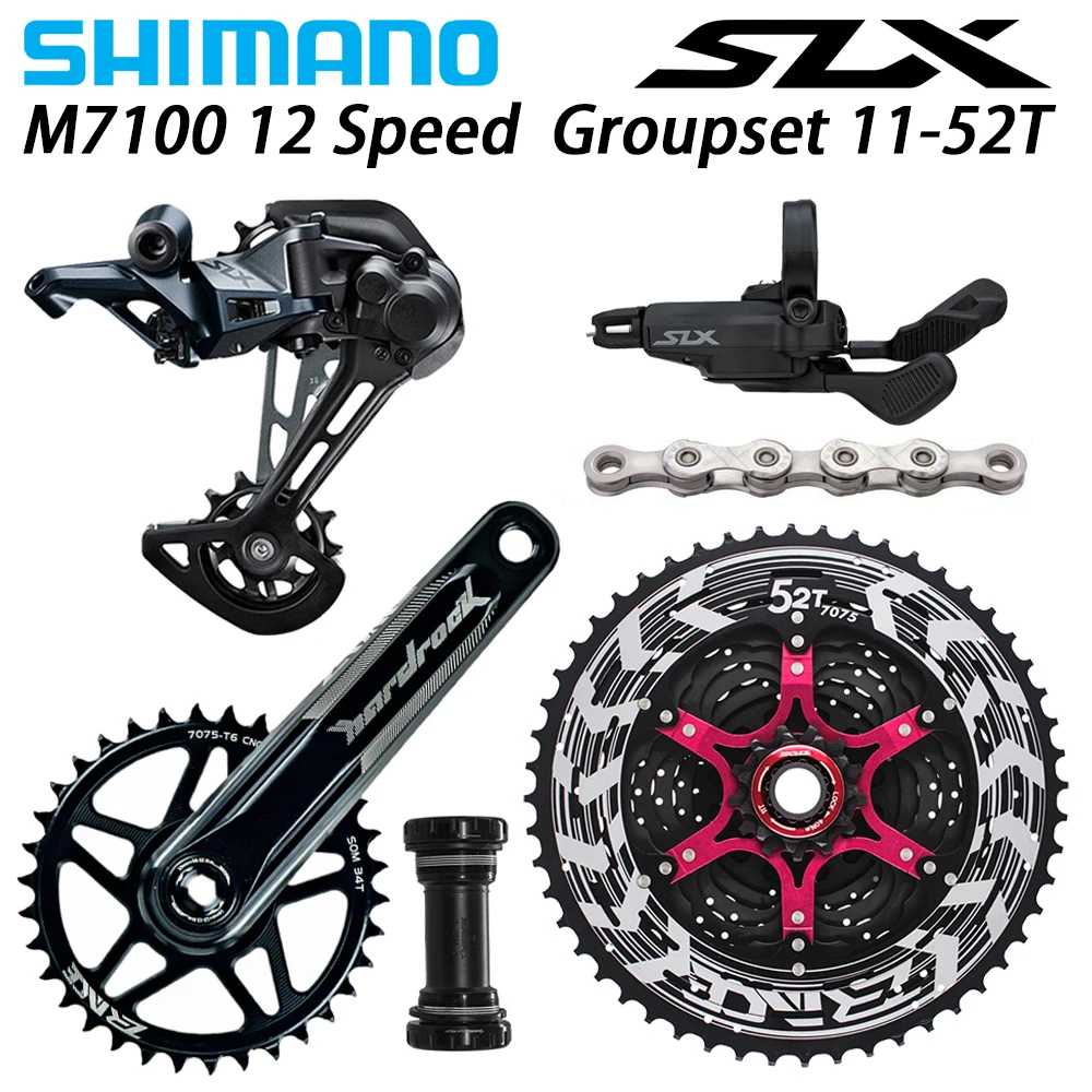 

Shimano SLX M7100 12 Speed group Zrace plates and Bielas+Alpha Cassette 52t+KMC X12 string 170/175mm 11-50/52t
