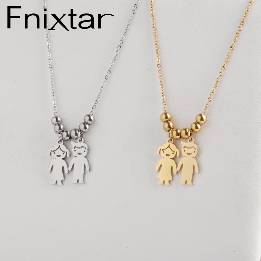 

Fnixtar Baby Girl Boy Necklace Can Engraved Stainless Steel Personalized Necklaces For Family Gifts 5pcs/lot