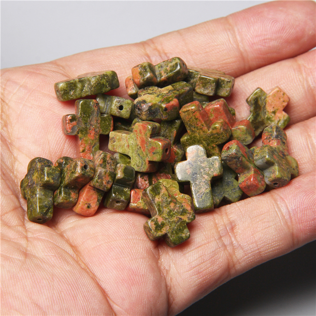 Natural Stone Crystal Tiger Eye Cross Loose Spacer Beads Charm for Women Jewelry Making DIY Necklace Bracelet Part 10pcs