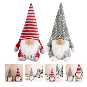 

2pcs Adorable Gnome Decoration Christmas Holiday Ornaments Cute Xmas Doll