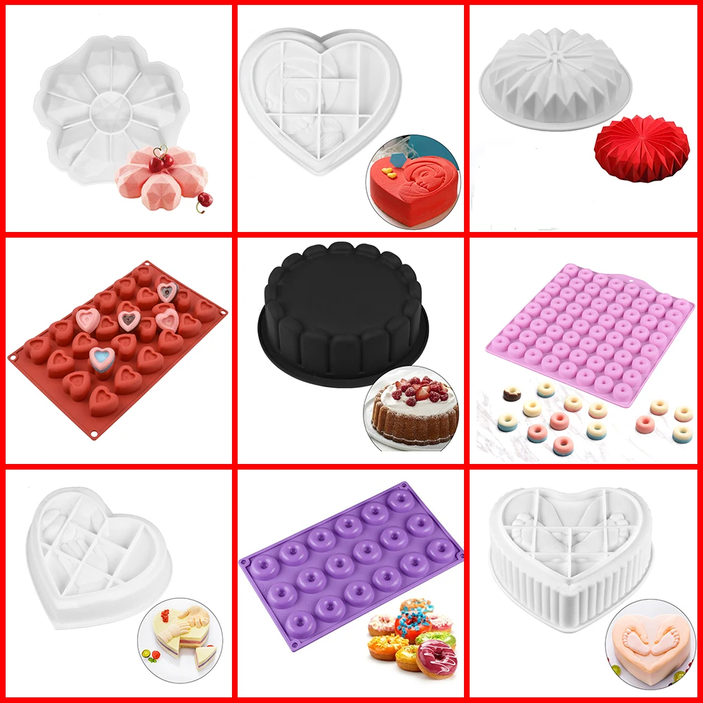 

SILIKOLOVE Cake Mold 3D Silicone Molds for DIY Baking Dessert Mousse Kitchen Bakeware Tools Art Cake Form Tray Mould
