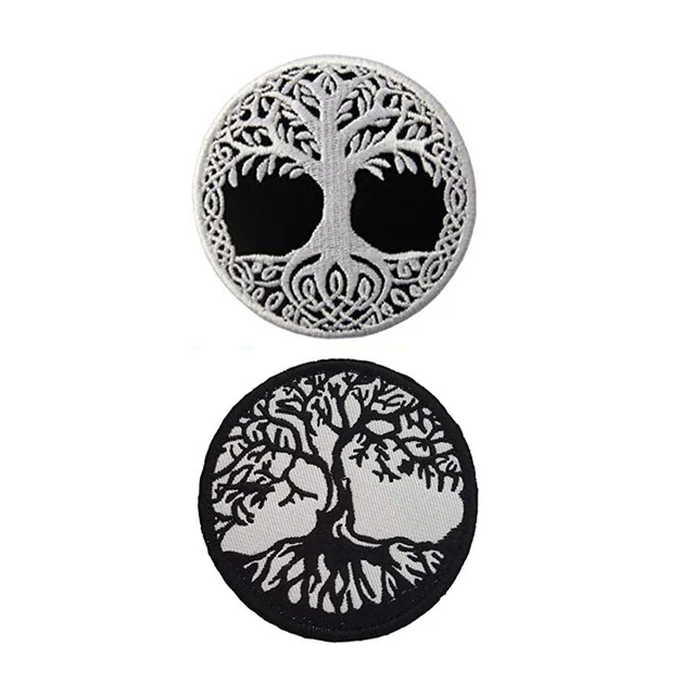 17PCS The Tree of Life Embroidered Patches Iron on Round Patch for Clothes  Caps