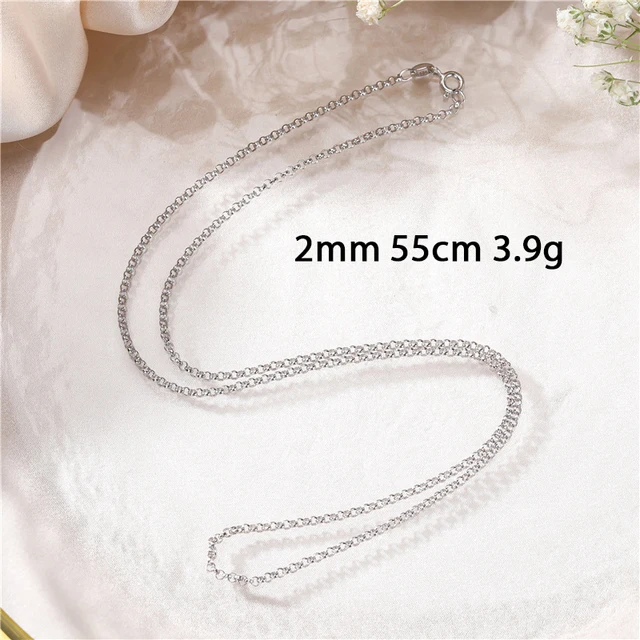 Miqiao 925 Sterling Silver O Chain Long 40 45 50 55 60 65 70 80cm