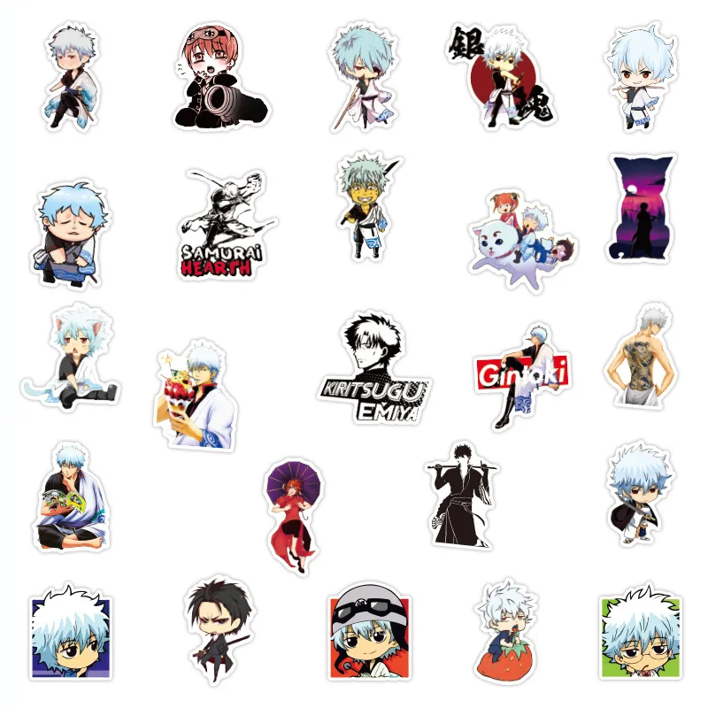 10/30/50PCS Anime Gintama Graffiti Trolley Case Scooter Refrigerator Water Cup Waterproof Sticker Wholesale