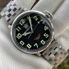 

Big Pilot Mechanical Watch Onion Crown STEELDIVE SD1903 NH35 Movement 200M Waterproof Swiss C3 Luminous Black Dial Dive Watch
