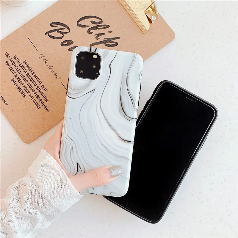 100 шт./лот чехол для телефона с мраморной текстурой для iPhone 11 Pro Max XR X XS MAX 6 6S 7 8 Plus мягкие черно-белые чехлы