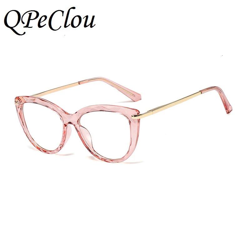 QPeClou Lxury TR90, оправа для очков, женские сексуальные очки кошачий глаз, женские оптические прозрачные оправы для очков, женские очки Oculos De Grau - Цвет оправы: Pink0962