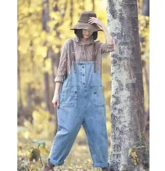 

Womens Denim Jumpsuits Overalls Body Solid Bleached Big Loose Long Oversized Vintage Casual Rompers jeans r1144