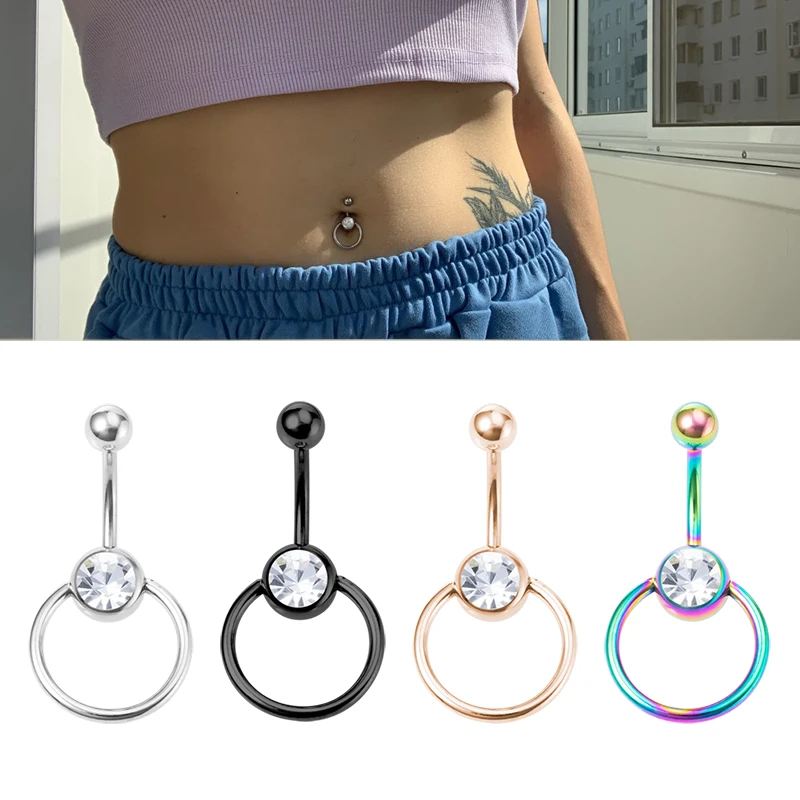 Surgical Steel Crystal Navel Piercings Belly Button Ring Women Sexy Body  Jewelry