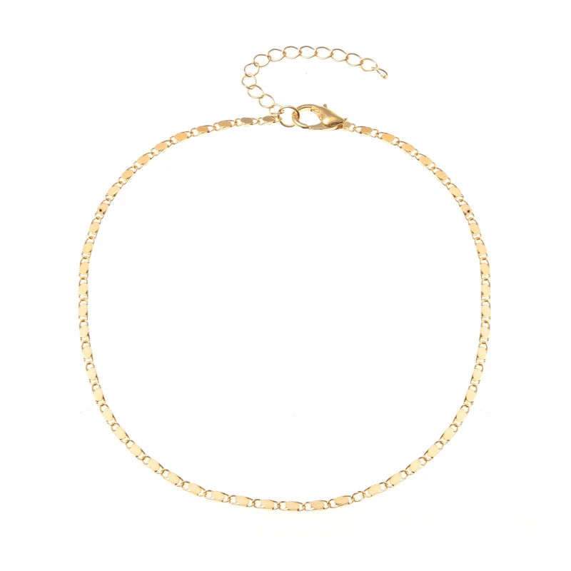 Trendy Bohemian Anklet Bracelet For Women Punk Metal Chain Sequin Anklets Summer Beach Anklet Female Barefoot Leg Chain Jewelry