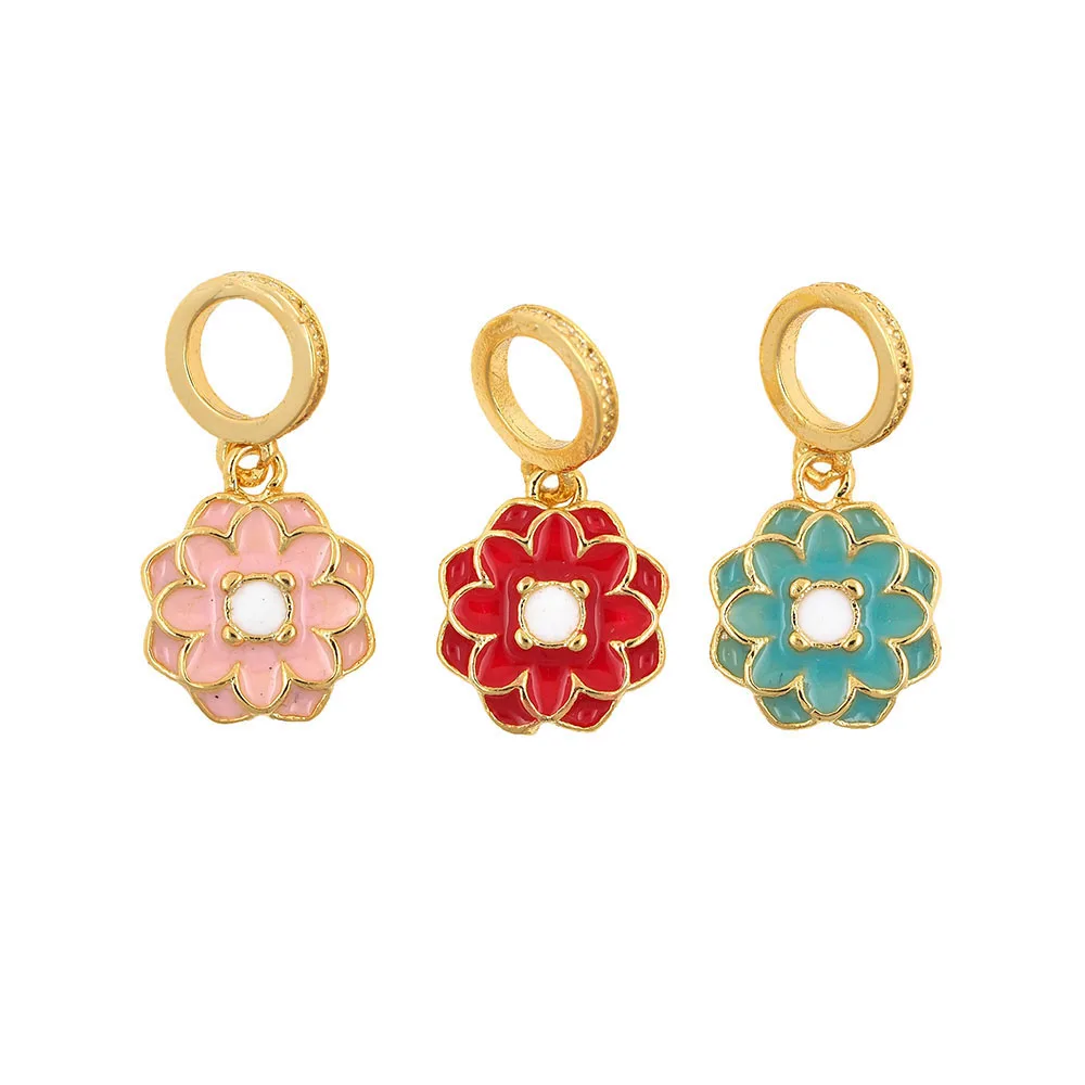 

CZ stone Dripping oil Rose pendant, Micropave Charm for Women Bracelet or Necklace DIY handmade accessories 10*20mm