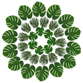 

36 Pcs 3 Kinds Artificial Palm Leaves Tropical Plants Fake Leaves Safari Leaves Hawaiian Luau Party Suppliers Decorations