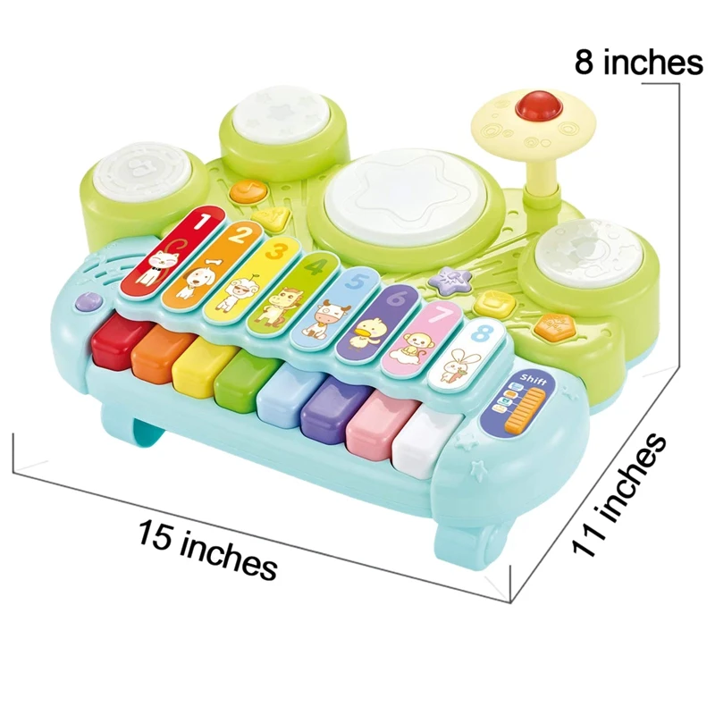 

3-In-1 Musical Instrument Toy, Electronic Piano Keyboard Xylophone Drum Set, with Sticks, Musical Toys, Toys for 1 2 3 Years Old