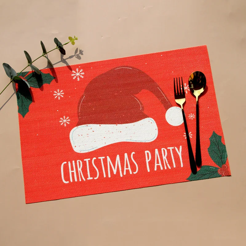 

10pcs PVC Mat In The Kitchen Table Napkins Decorated New Christmas Ornaments Table Cloth Napkins Xmas Decoration Home Placemats