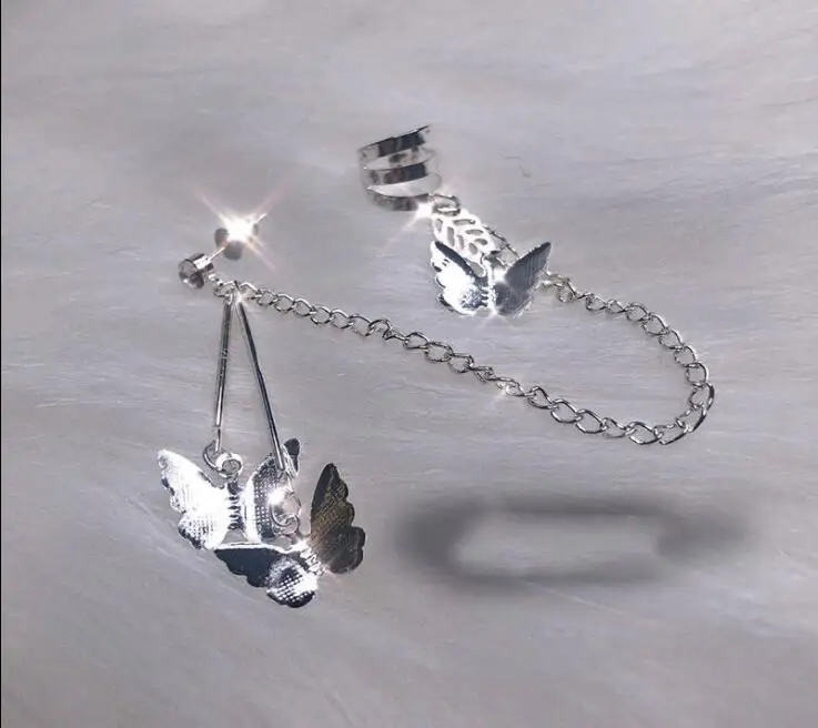 butterfly hoop earrings for women dangle hoop Tassel Elegant earrings silver Jewelry Accessorie Gifts endientes mujer moda egirl