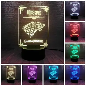 

Cool 3D LED Sleeping Nightlight 7 Colors Change A Song of Ice and Fire Figure Game of Thrones Family Badge Flag Model Toys