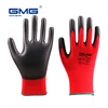 Hot Sale 6 Pairs GMG CE Certificated EN388 Red Polyester Black PU Work Safety Gloves Mechanic Working Gloves ► Photo 1/6