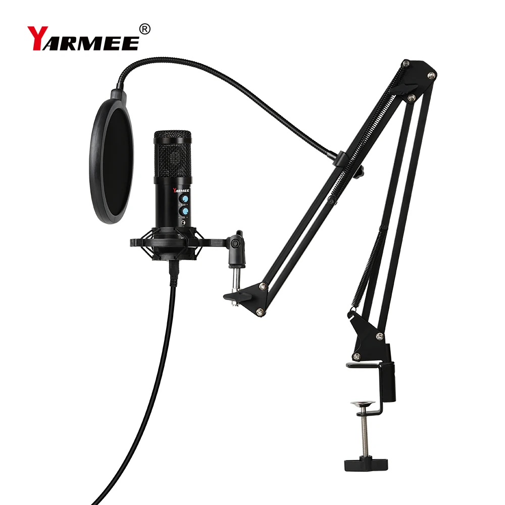 

YARMEE Computer USB microphone for PC latop computer use in singing recording meeting arm stand for microphone