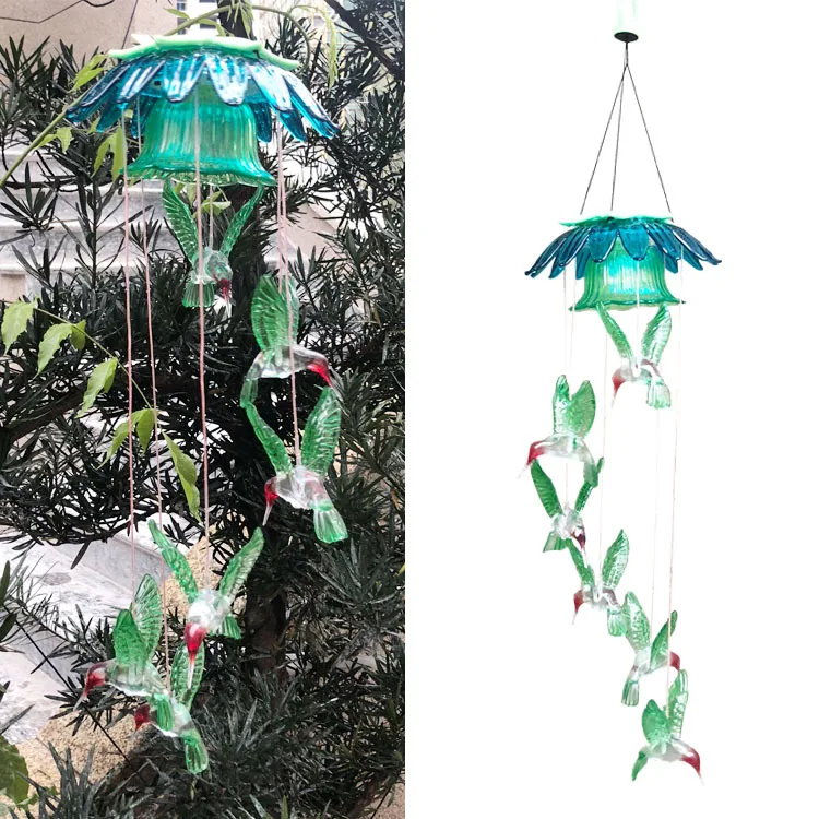 

New Style Europe And America LED Solar Wind Turn Light Petal Color Bird Garden Lamp Decoration Landscape Lamp Outdoor Wind Chime