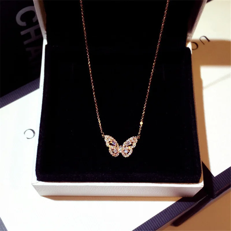 Ins/Лидер продаж Новое поступление циркония бабочка колье с подвесками Bling CZ