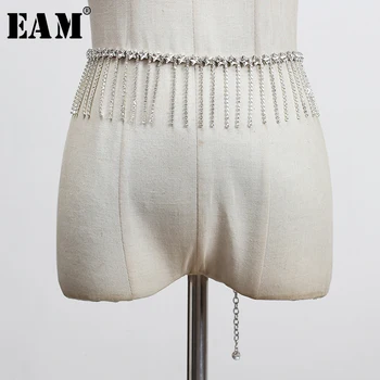 

[EAM] Metal Rhinestones Taseels Split Joint Long Belt Personality Women New Fashion Tide All-match Spring Summer 2020 1X437