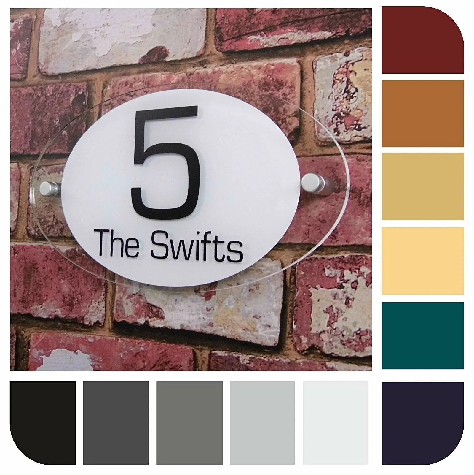 

25x14cm House number Modern oval House Number Plaque Door Sign Address Plaque Buisness property exterior house numbers