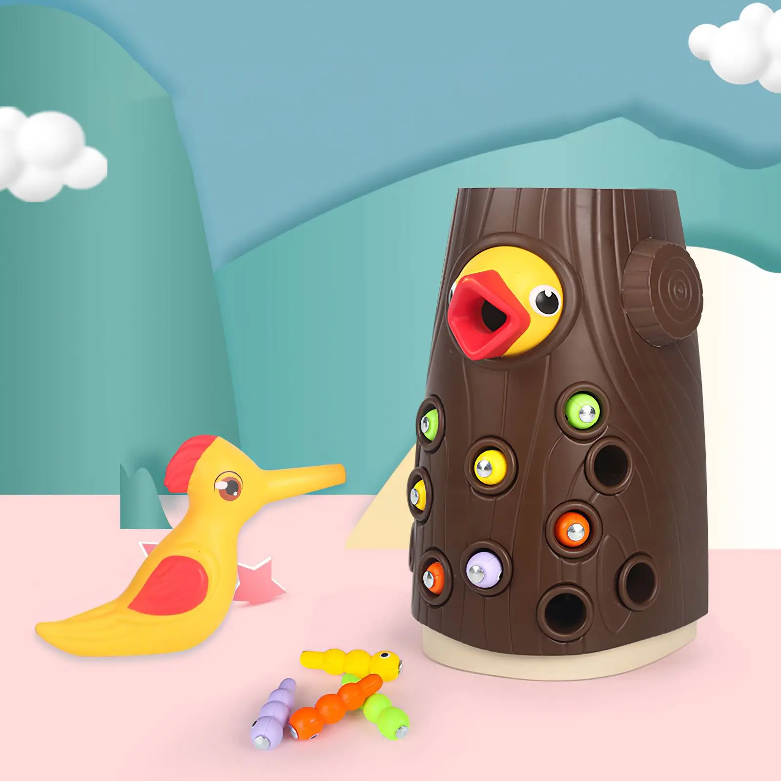 Magnetic Catch Insect Toy Kids Bird Catch Worm Woodpecker Animal Feeding Game Toys Montessori Child Educational Fishing Toys Set