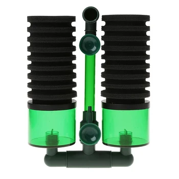 

Aquarium Fish Tank Biochemical Sponge Filter Air Pump Double Head With Suction Cup Practical Size L