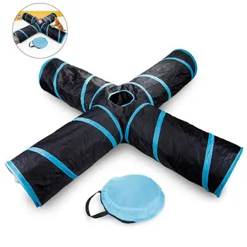 

4 Way Cat Tunnel,Portable Tubes Collapsible, Cat Toy Tube with Storage Bag for Cat, Puppy,Kitten, Rabbit