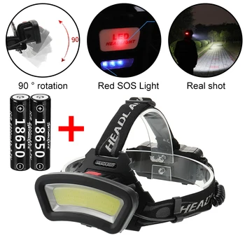 

6800LM Super Bright LED COB Headlamp USB Rechargeable Waterproof Headlight Use 18650 Battery Camping Fishing Lighting