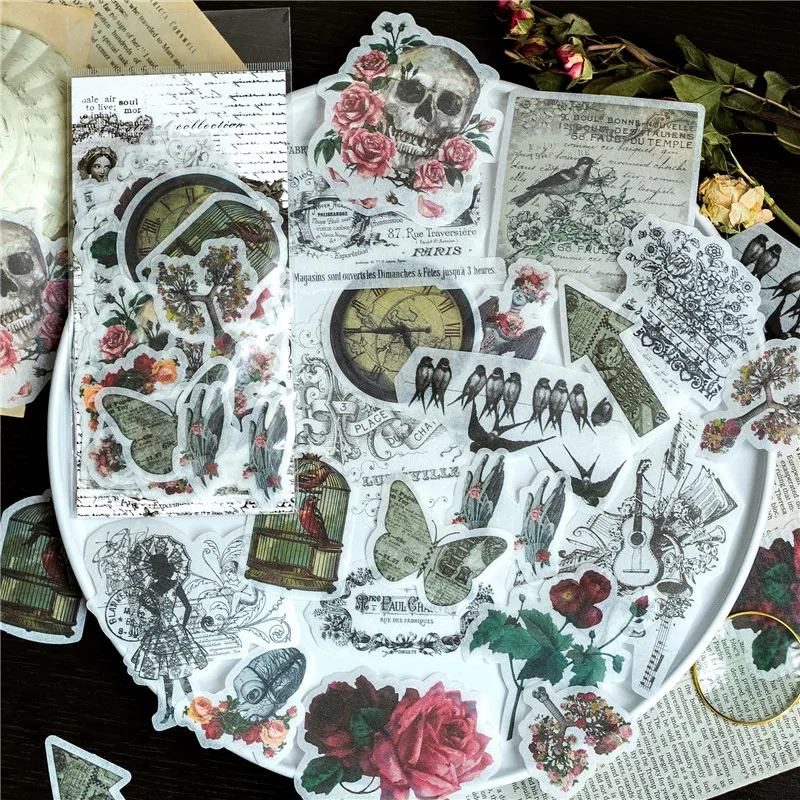 TTLIFE 60 PCS/SET DIY Natural Plant Series Paper Sticker Decoration Diary Scrapbooking Label Sticker Album Decoration Sticker i