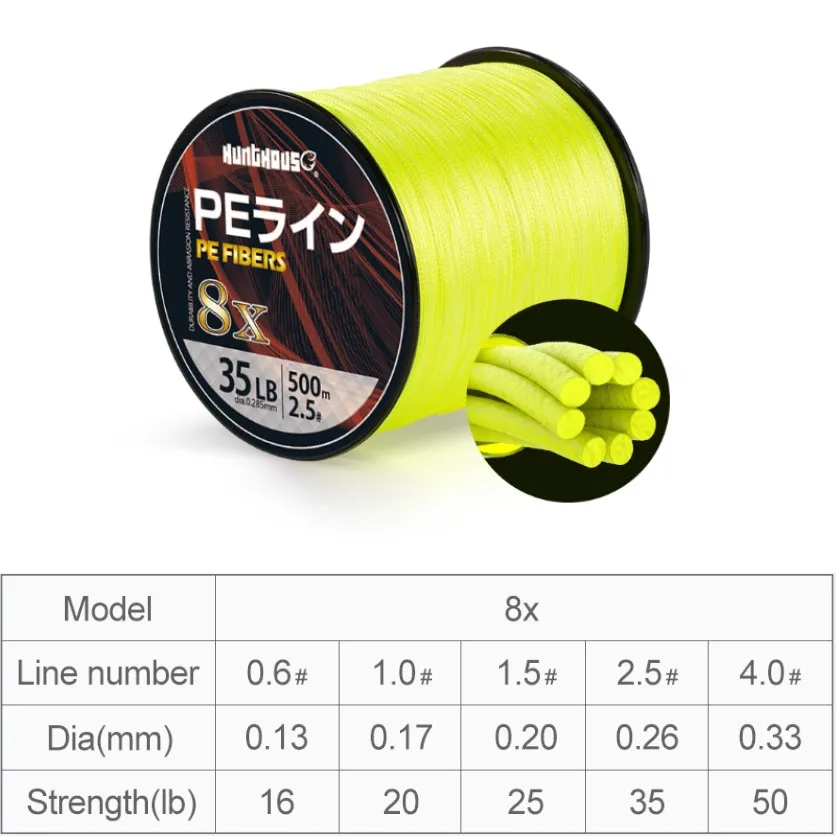 Hunthouse 8 Strand Fishing Pe Lines Braid 300m 500m 1000m Braid 8 Braided  Fishing Line 4 Strands 16 25 35 50lb Japan Made - Fishing Lines - AliExpress