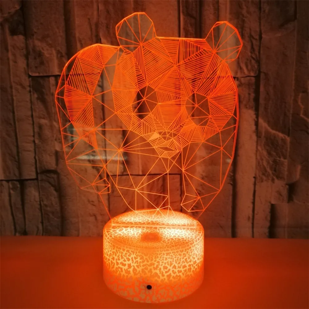 DC5V Cute Panda Led Desk Lamp 3D Acrylic Illusion Night Light Safe Kids Gift Colorful Decoration