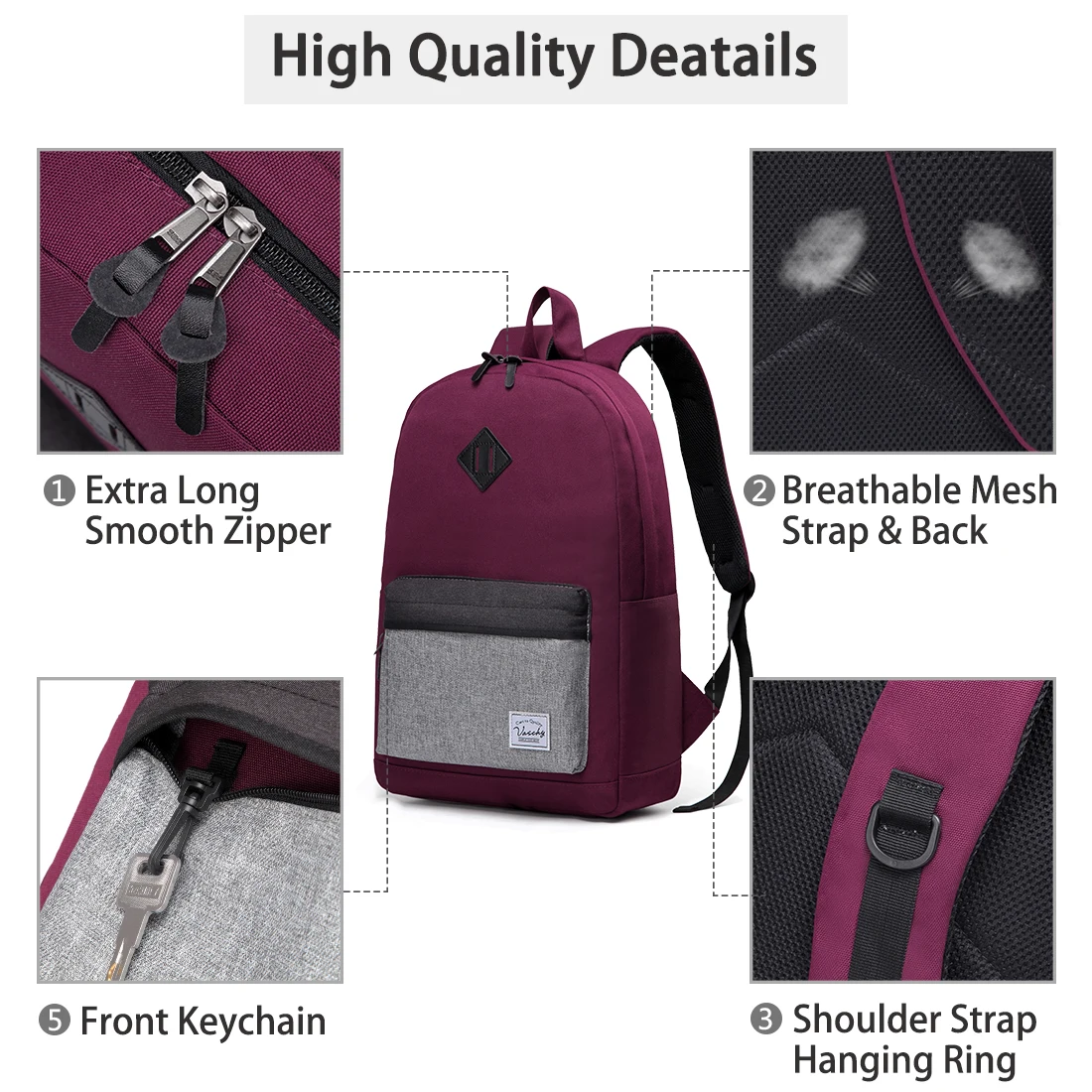 Backpack for Men and Women,VASCHY Water-Resistant Durable School Backpack Backpack for Men and Women,VASCHY Water-Resistant Durable School Backpack