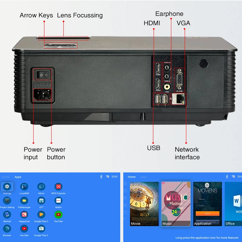LCD проектор с Wi Fi 5500 лм Full HD Android 6 0|Проекторы для домашнего кинотеатра| |
