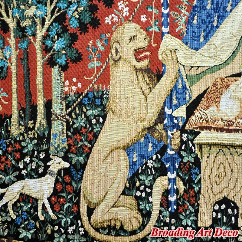 Средневековый гобелен DESIRE The Lady & the Unicorn настенный жаккардовый Тканый украшение