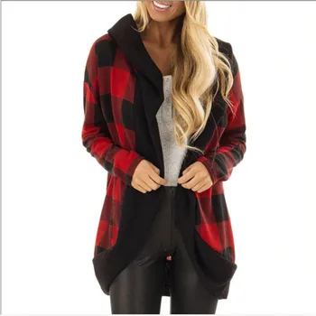 

2020 Autumn women long sleeve coats fashion ladies plaid coat female elegant girls jacket plus size S-2XL