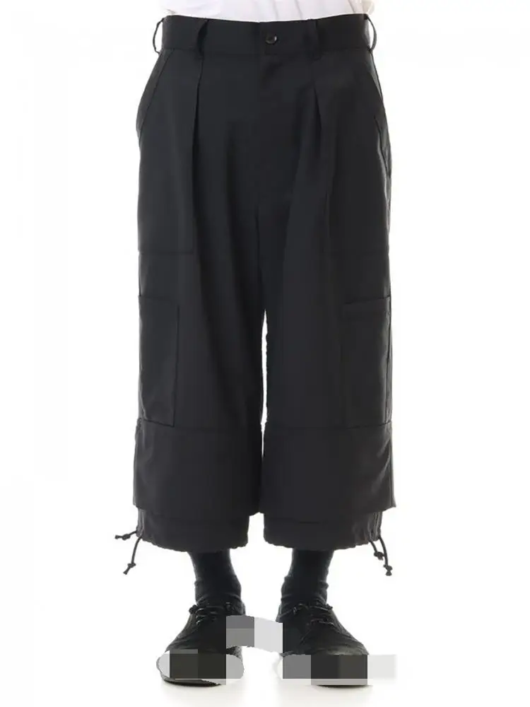 Men's Straight Pants Casual Pants Wide Leg Pants Spring And Autumn New Black False Two Layer Loose Youth Fashion Sports Pants