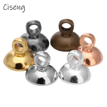 

Ciseng 100pcs/Lot Gold Silver Black Color Copper Pearl Pendant Connectors Bail Cap fit 6mm 8mm Beads Women DIY Jewelry Findings