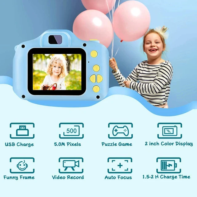Kids Digital Camera Dual Lens 2 inch Touch Screen 1080P Mini Video Camera Photography Educational Toys Children Birthday Gifts 5