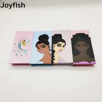 

Lash Packaging Boxes with Girl Print Lash Cases 3d Mink Lashes Empty Case without Tray Magnet Boxes Wholesale Makeup Case