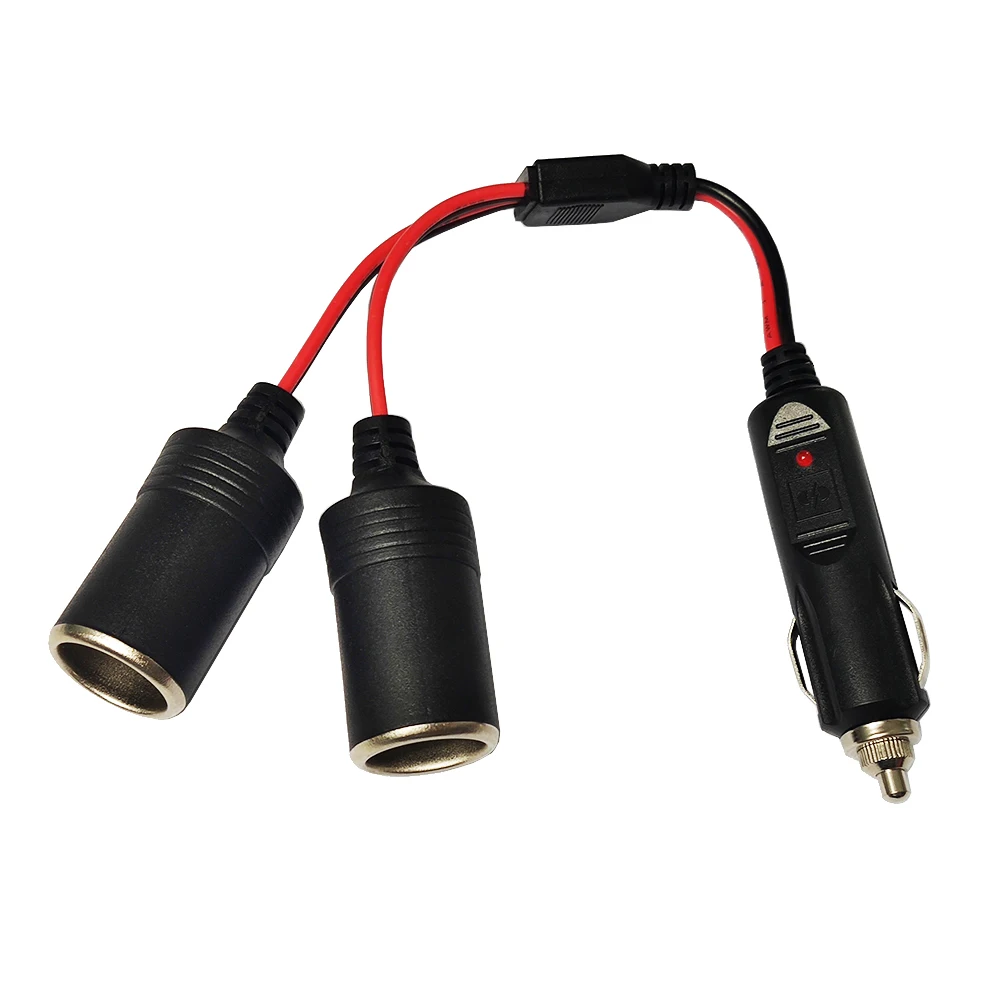 

JKM 10A Cigarette Lighter Plug 1 To 2 Car Extension Cable 12V/24V For Charging Car cleaners