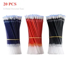 0,38 мм 20 шт./пакет стержни для гелевых ручек подпись в офисе стержни цвета — красный, синий, черный пополнения чернил офисные школьные принадлежности для офиса письменные принадлежности