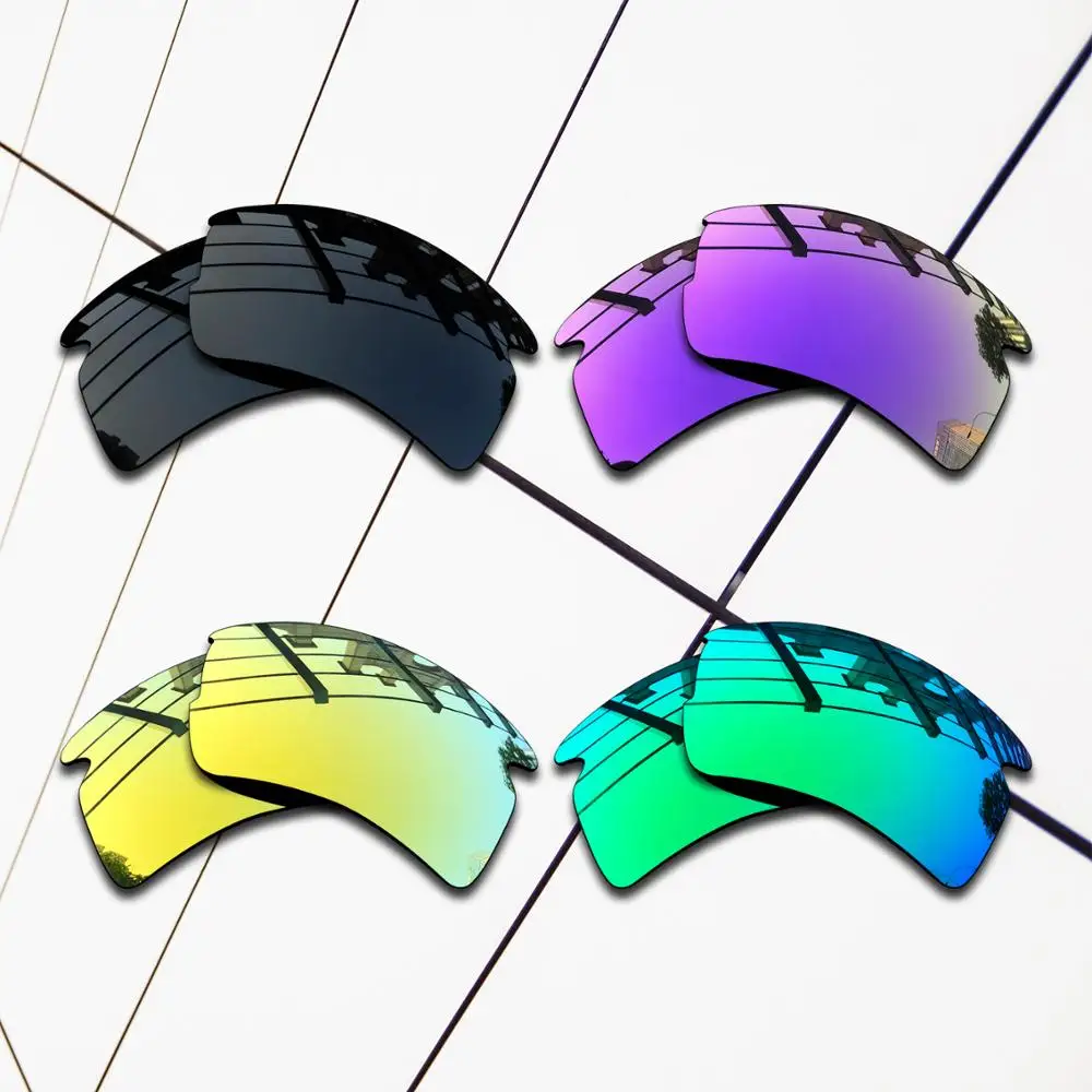 

E.O.S 4 Pairs Black & Green & Purple & 24K Gold Polarized Replacement Lenses for Oakley Flak 2.0 Asian Fit OO9271 Sunglasses