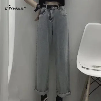 

Korean Version of Loose High Waist Jeans Female Casual Ladies Slim Straight Wide-leg Pants 2019Autumn Winter Fashion Harem Pants