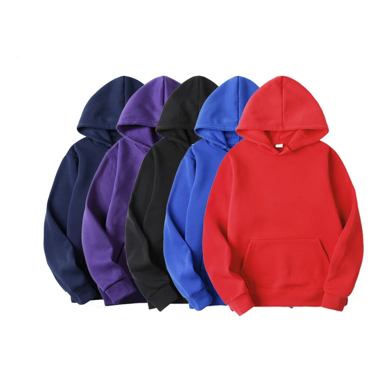 Однотонный флисовый свитер с капюшоном и карманами разных цветов | Женская