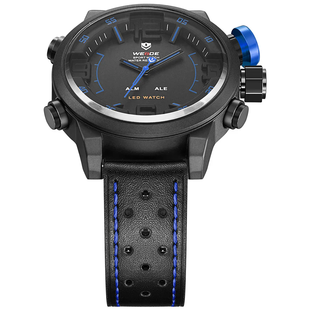 homens led moda duplo movimento grande dial cinto relógio