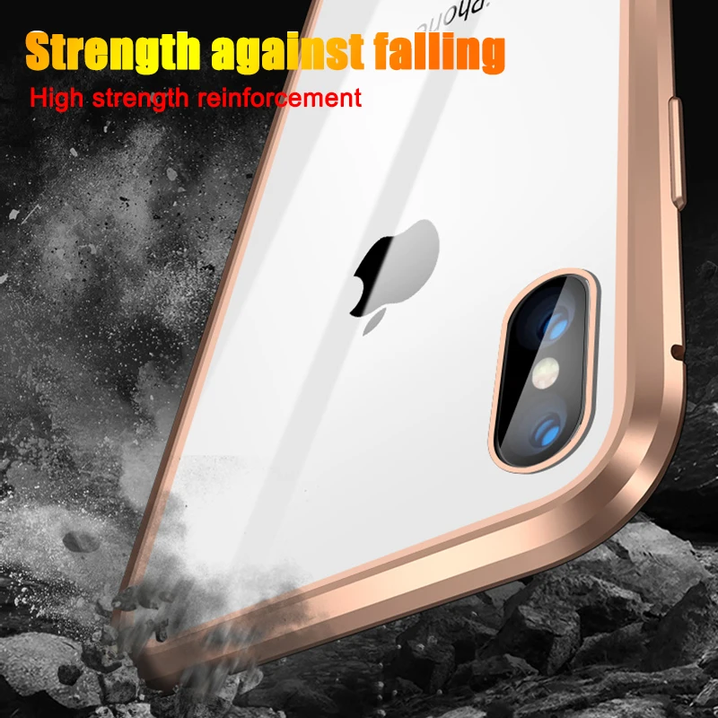 Металлический магнитный адсорбционный чехол для iPhone 11 Pro XS Max X XR чехол двухсторонний стеклянный Магнитный чехол для iPhone 7 8 6 6s Plus чехол